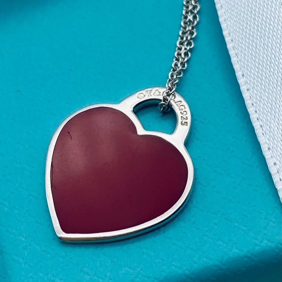 Tiffany & Co. Jewelry - Tiffany & co Small red RTT heart silver necklace